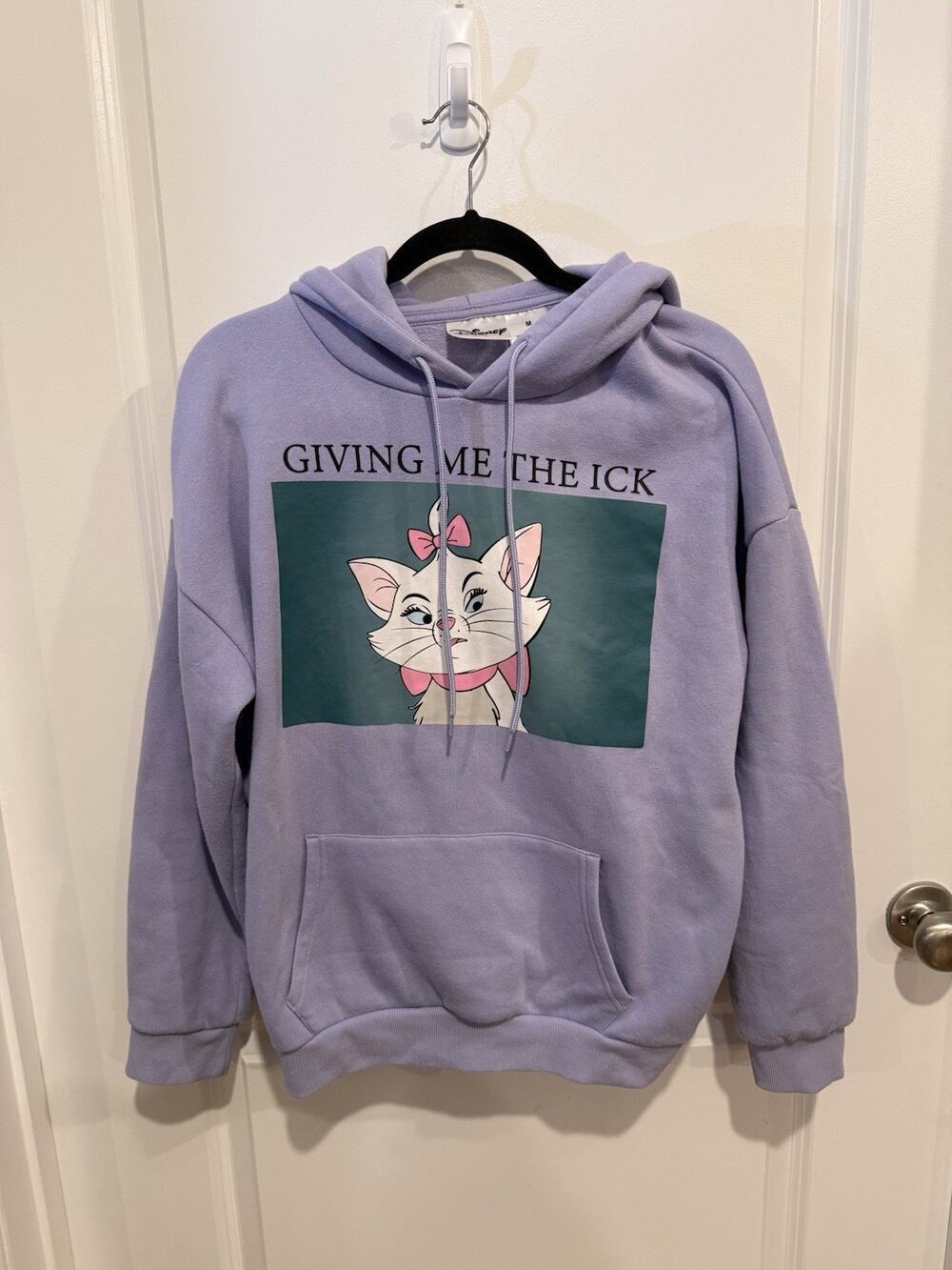 The Aristocats Womens Marie Graphic Drawstring Hoodie Lilac Sz Medium